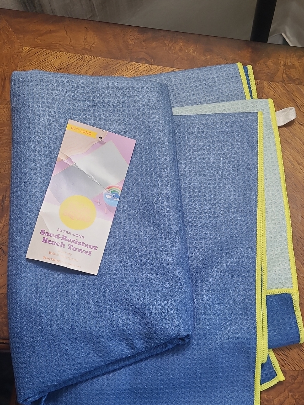 New with tags! Sun Squad Extra Long 6 FT Blue Ombre Sand Resistant Beach Towel